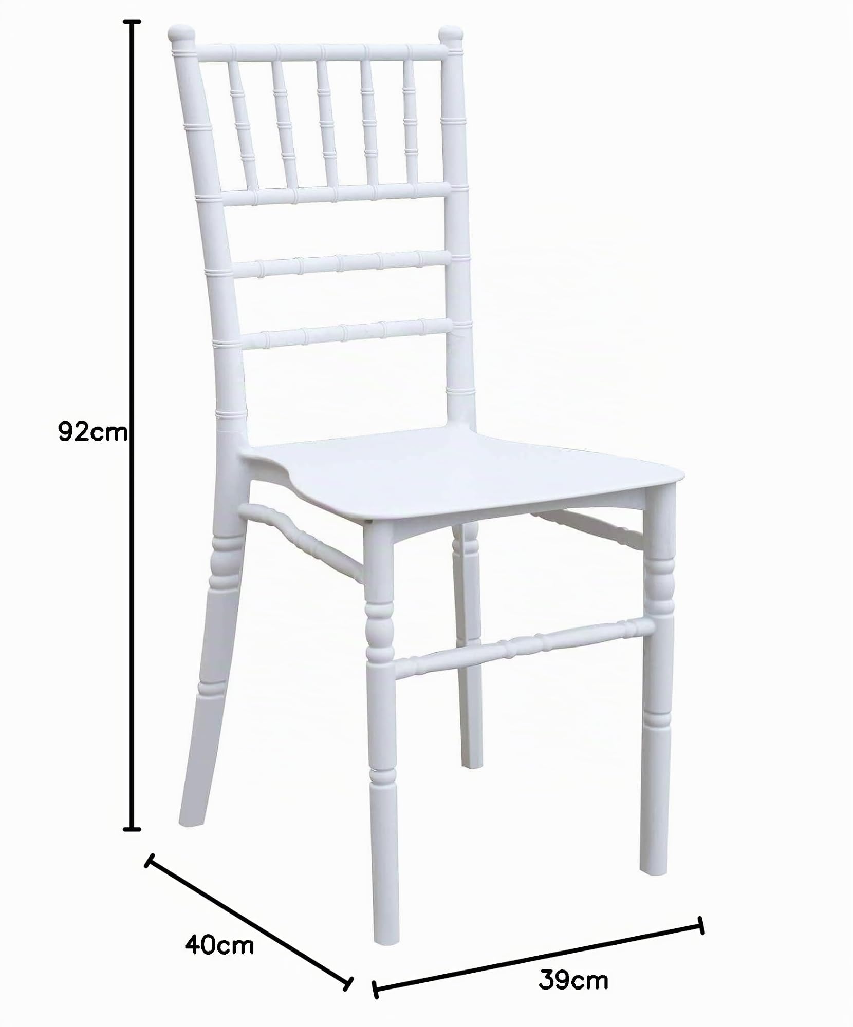 milani home - sedia da giardino impilabile in polipropilene, bianco, stile vintage, per interno ed esterno