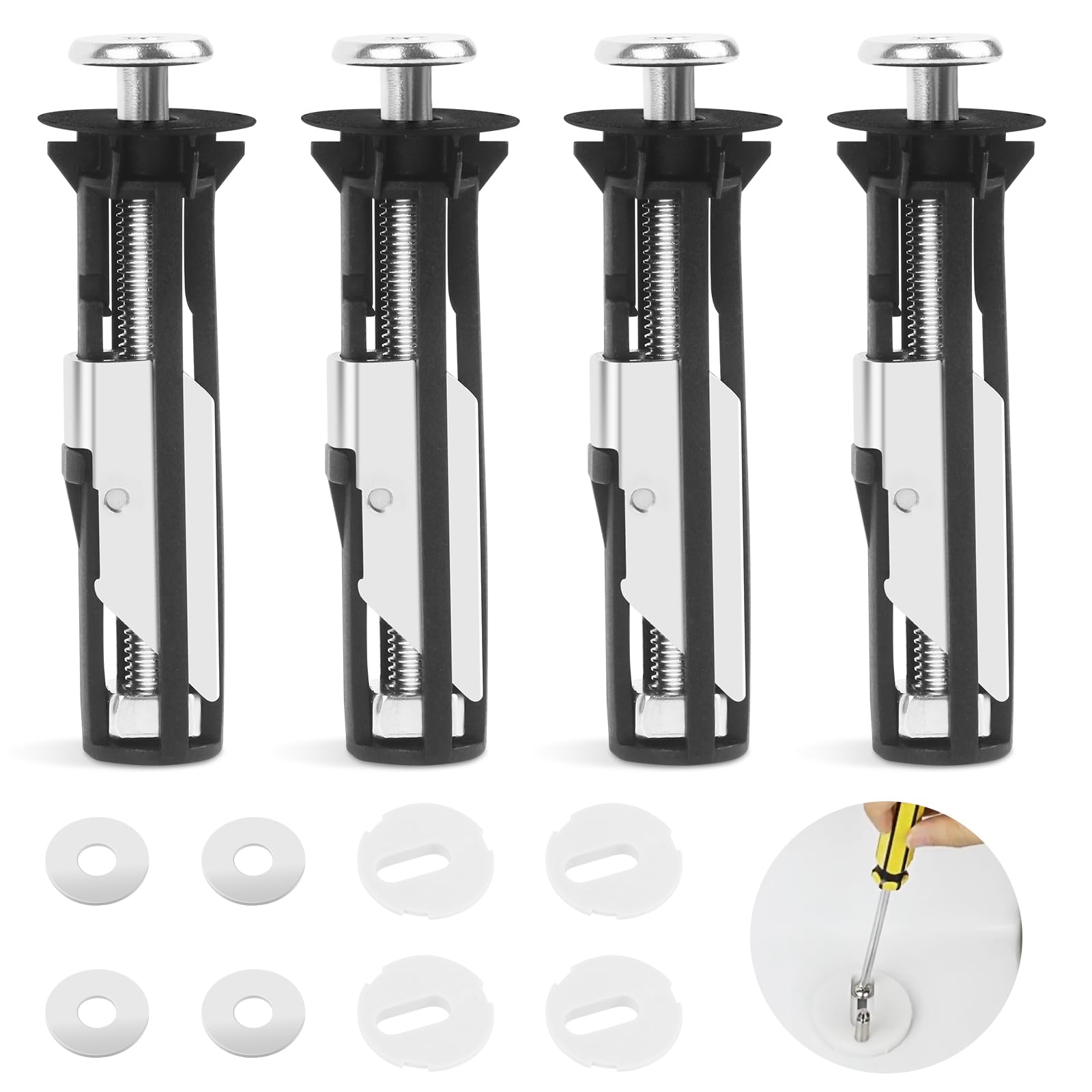 4 pcs Toilet Seat Fittings And Fixtures, Universal Toilet Seat Fixing Kit with 4 Gaskets