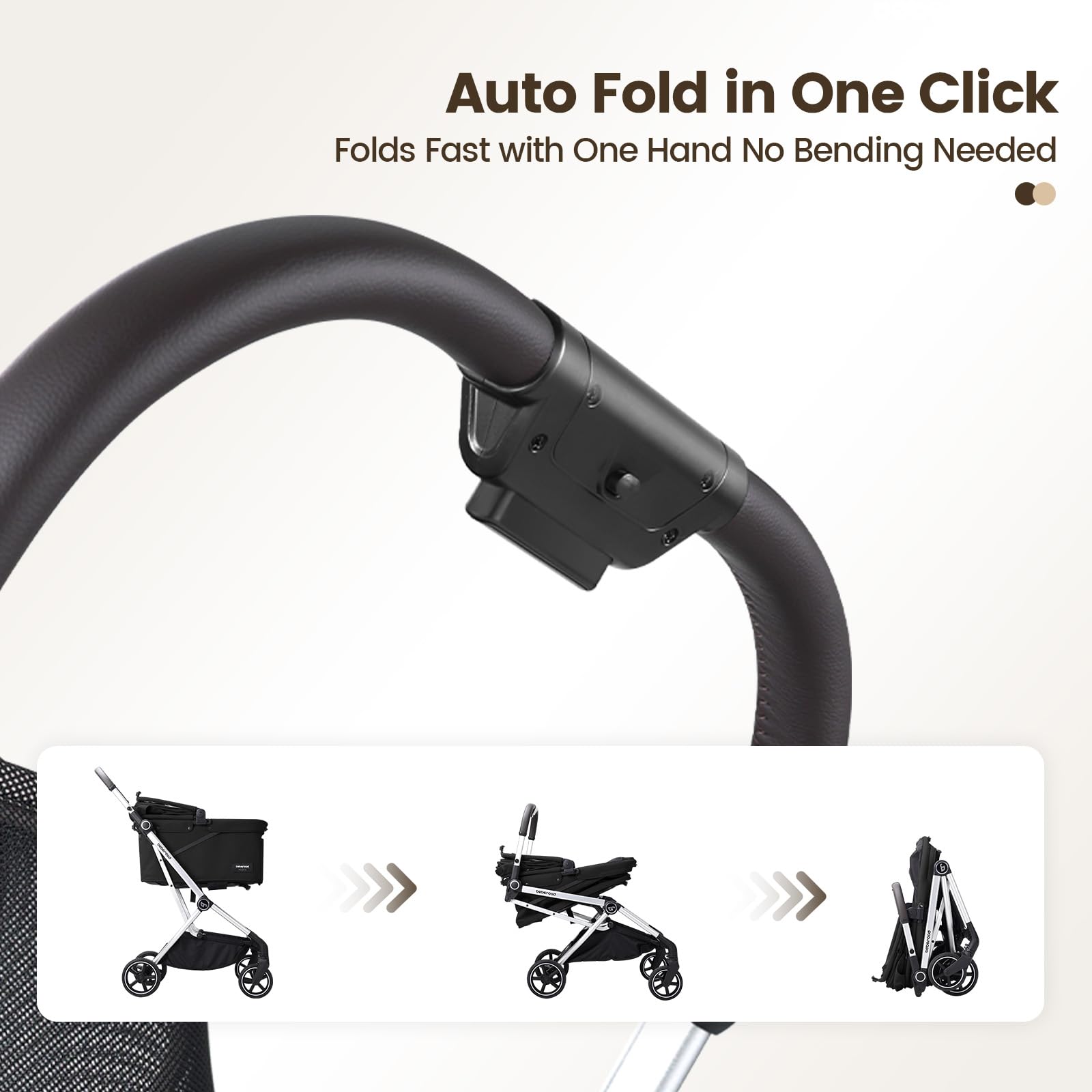Beberoad T4 Max - Carrito para perros y gatos medianos (4 ruedas, plegable, impermeable, con almohadilla, capucha y portavasos)