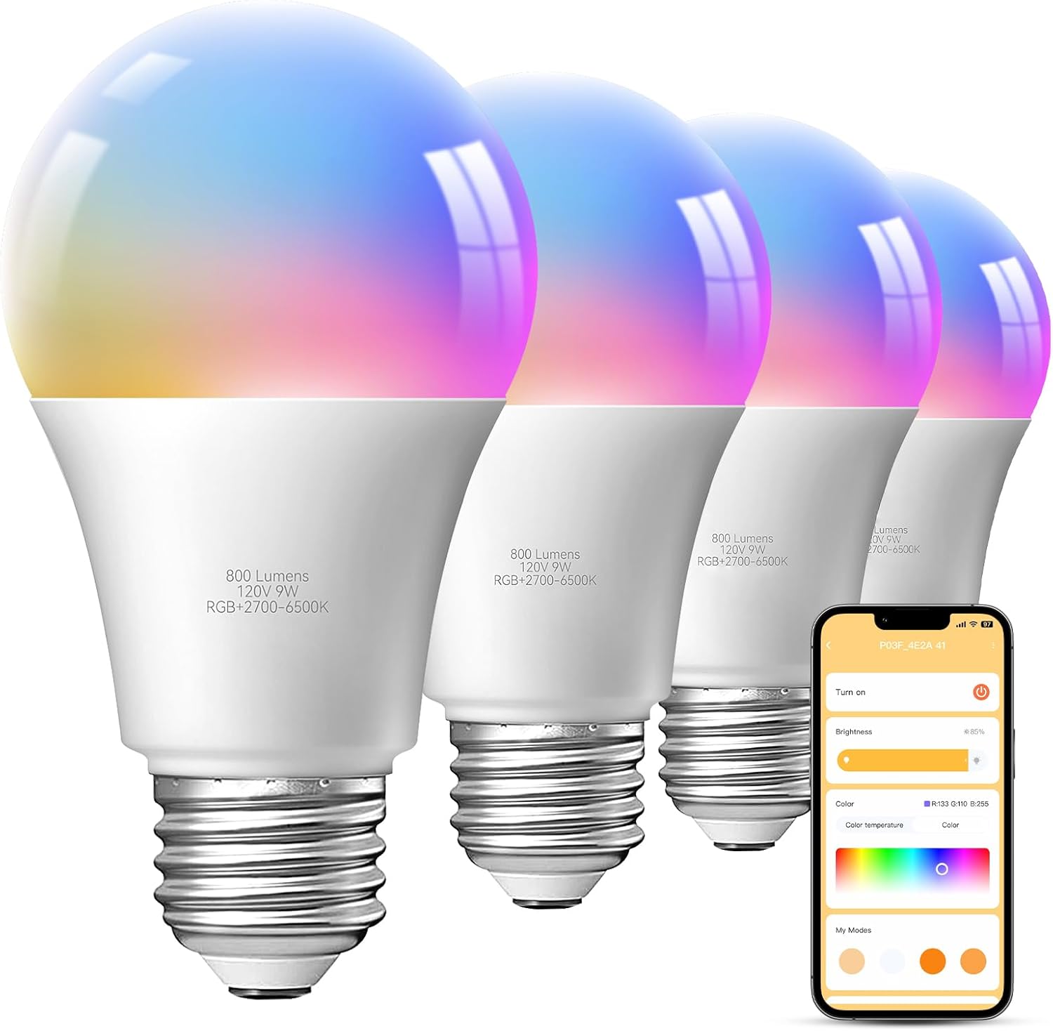TJOY 4 Pack Smart Light Bulbs,...