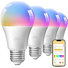 TJOY 4 Pack Smart Light Bulbs, Bluetooth WiFi Led Bulb Work with Alexa &amp;Google Assistant, RGB Color Changing Alexa Bulbs, Music Sync, 2700K-6500K, 9W(60W Equivalent), A19 E26 800LM, 2.4Ghz WiFi only