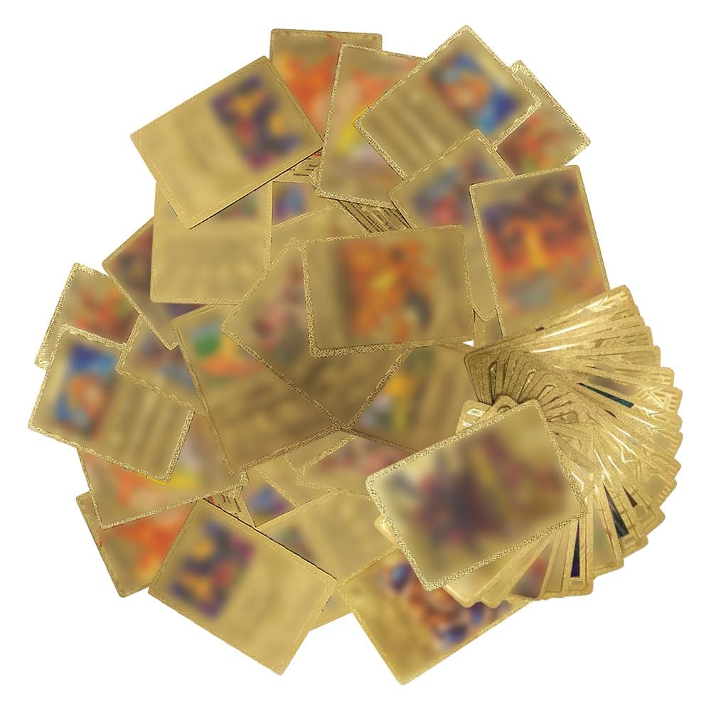 110 pièces de cartes dessinées rares en or, ensemble de cartes à collectionner avec boîte de rangement, cartes à collectionner en métal plaqué or, pas de doublons, série pour enfants