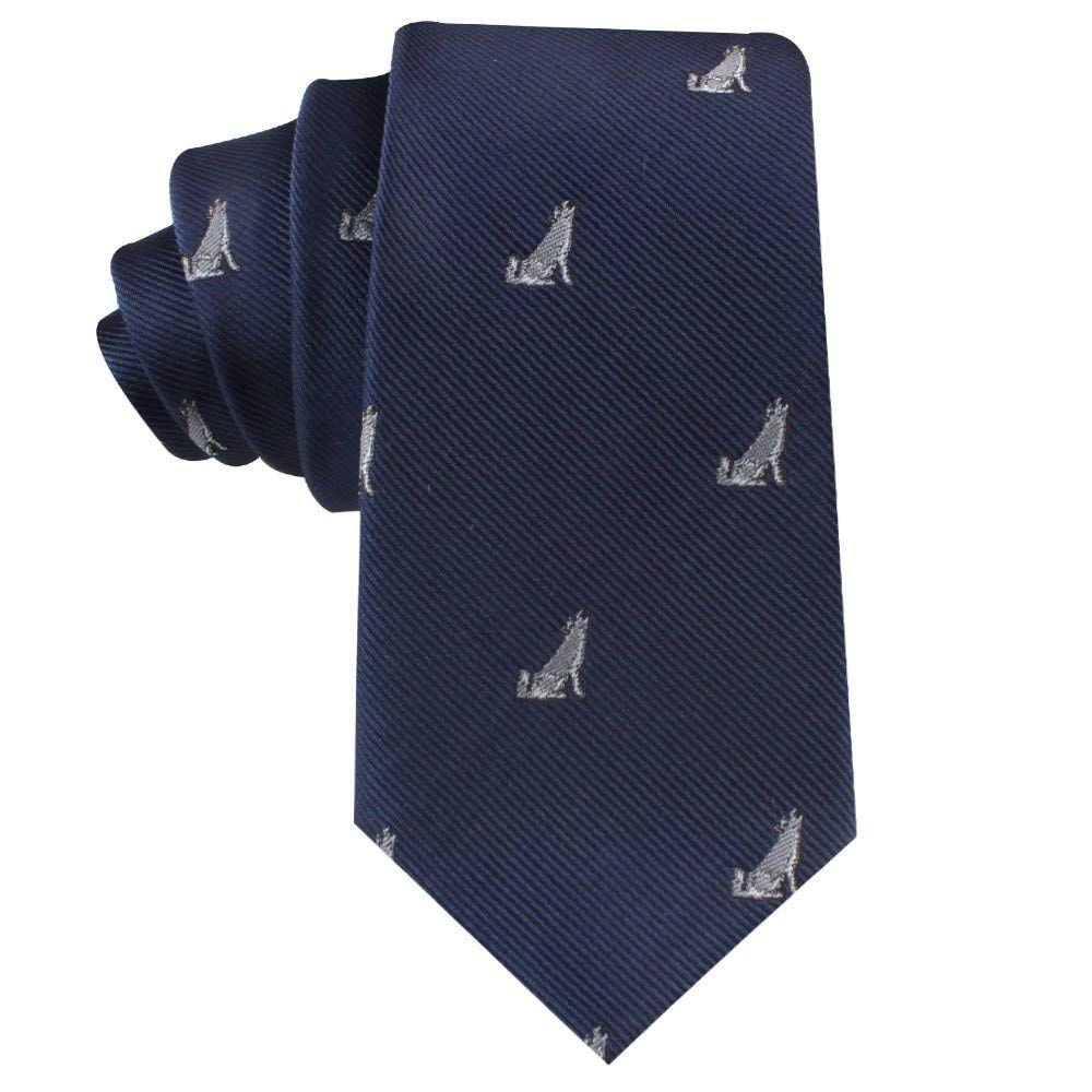 AUSCUFFLINKS Corbatas de animales | Corbatas delgadas tejidas | Corbatas de boda para padrinos de boda | Corbatas de trabajo para él, Gris (Grey Wolf), Regular