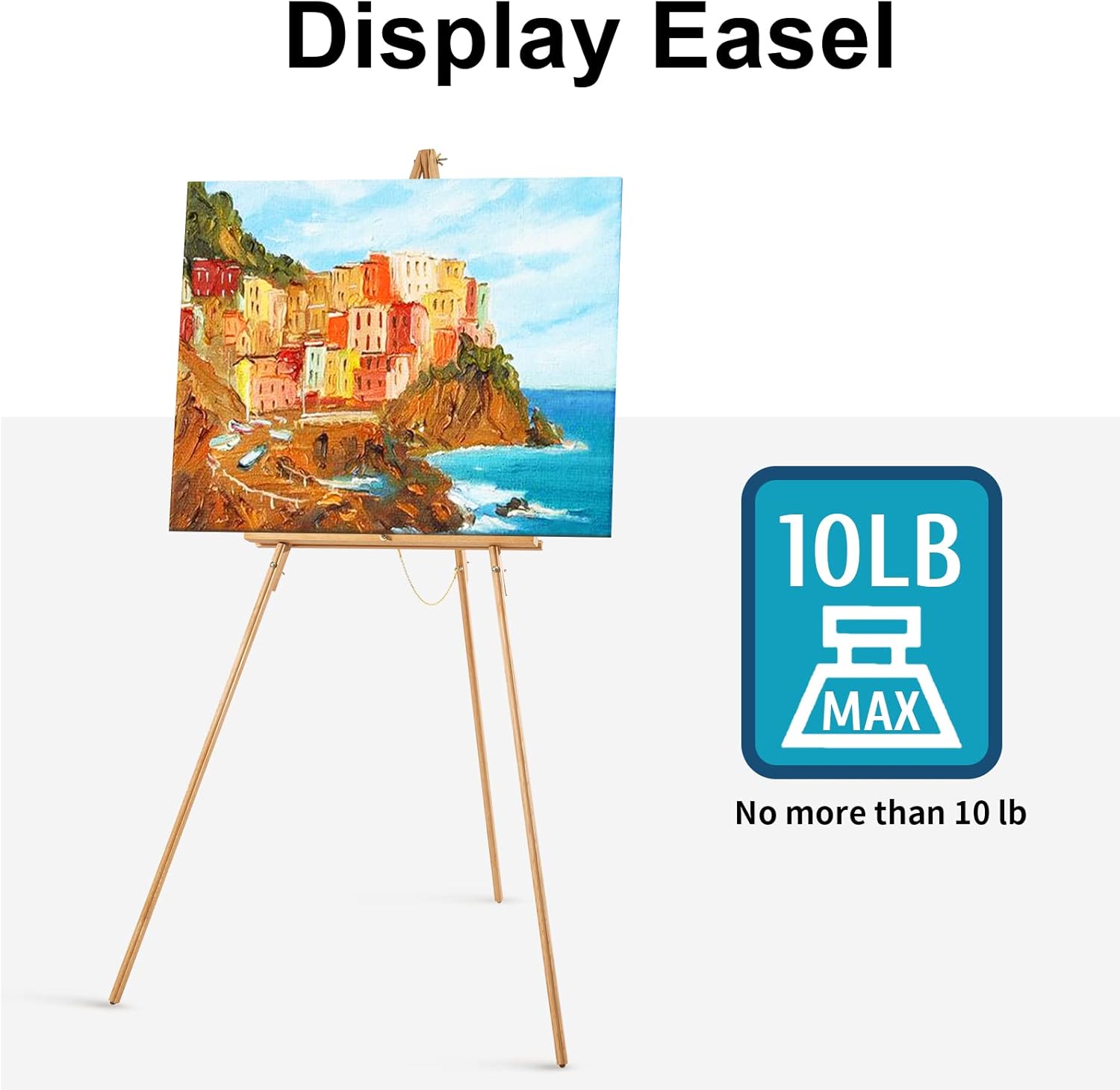 Falling in Art 65" A-Frame Tripod Easel Stand, Wooden Display Easel with Adjustable Canvas Holder, Floor Easel for Wedding Signs, Posters, Paintings, Artwork(Natural)