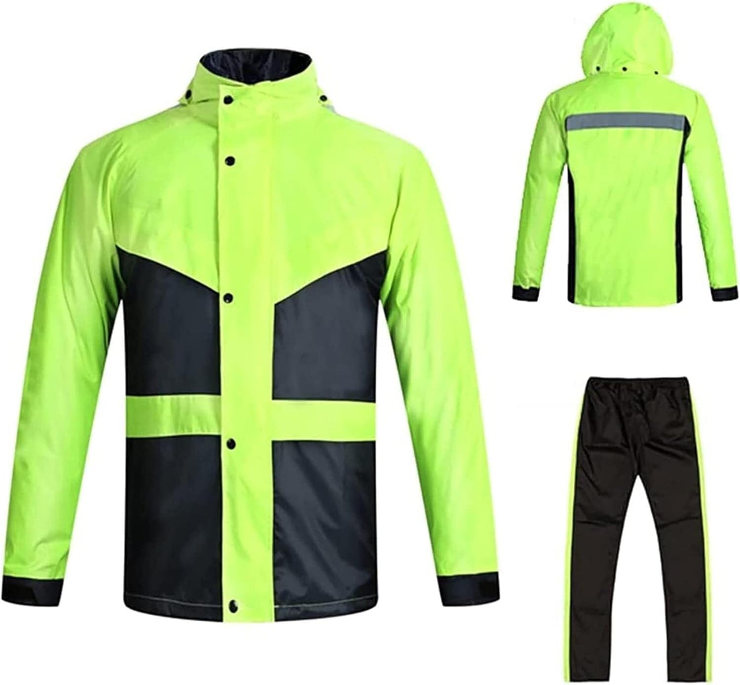 Dwuczęściowy męski i damski zestaw unisex, wodoodporna kurtka i spodnie, wodoodporny zestaw przeciwdeszczowy z PVC(XX-Large)