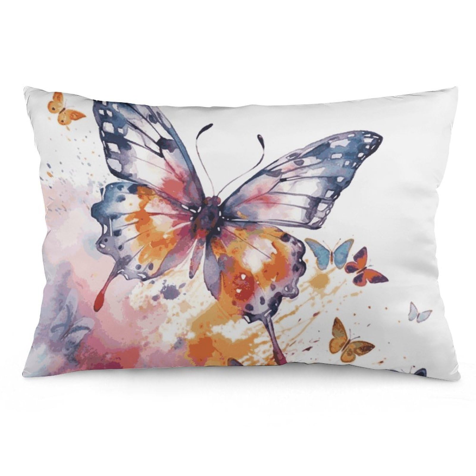 2 Pack Pillow Cases for Hair and Skin, Soft Breathable Pillow Case Covers with Hidden Zipper, Watercolor Butterfly Pillowcase 20"x30" Pillow Covers for Sleeping Gift
