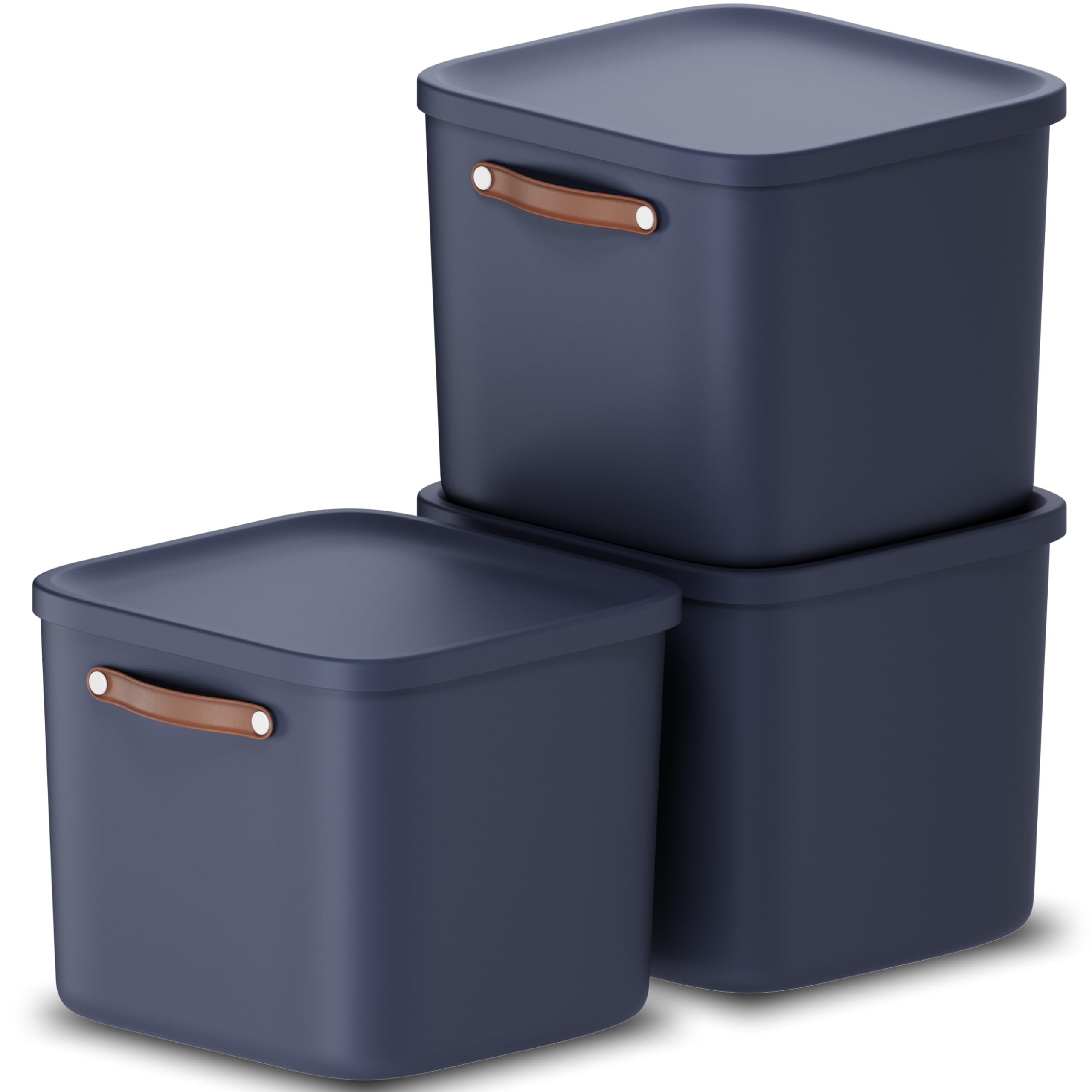 Rotho Maloja 40l Stackable Plastic Storage Box, Blue (Recycled PP), 39.5 x 38.0 x 34.0 cm (Pack of 3) โ image 1