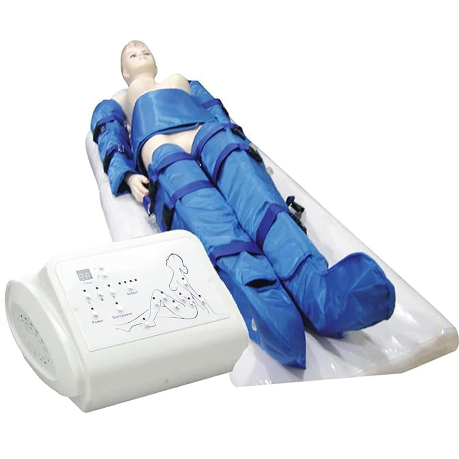 Presoterapia y drenaje linfático, máquina de masaje de drenaje linfático de cuerpo completo con terapia de presión al vacío - Dispositivo de envoltura con airbag para piernas