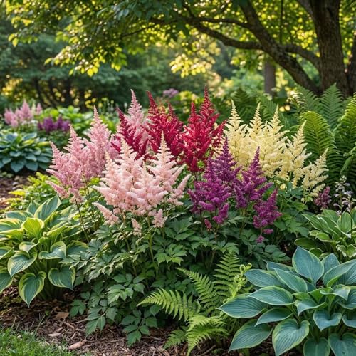 Giant Plume Assorted Astilbe Flowers - 3 6 or 9 Bulbs -Attracts Butterflies Bees & Hummingbirds - Great Gardening Gift (6 Bulbs)