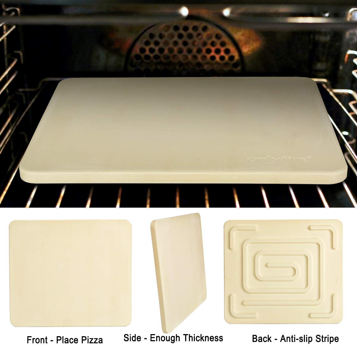 Onlyfire Piedra para pizza de 14 x 16 pulgadas con espiral de calor, cordierita, 1,204.4 °C, sin grietas | Piedra de horno resistente para horno, barbacoa y parrilla, resistente a los golpes térmicos