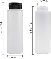 Vista 3 de Pinnacle Mercantile Botellas de condimento de plástico fáciles de apretar con tapa superior roja de 8 onzas, juego vacío 12