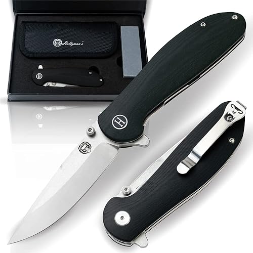 Holtzman's Gorilla Survival Cuchillo plegable D2 hoja de acero G10 mango táctico cuchillo plegable de bolsillo EDC regalo para hombres (plateado y disponible en Yaxa Costa Rica