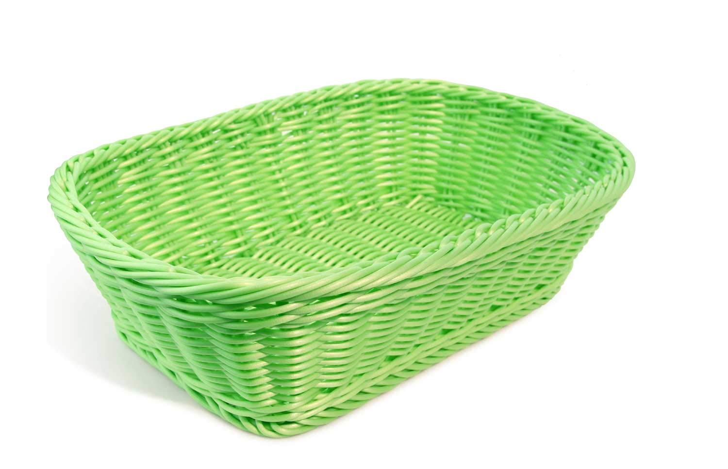 Colorbasket 31404-202 Waterproof Rectangular Utility Basket, Dishwasher Safe, Shelf Storage, Hand Woven, Set of 3, Lime Green