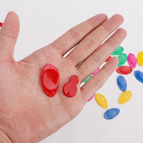 Miniatura 6 de 1020 agujas simples de plástico para manualidades, enhebradores de agujas en forma de hoja de plástico para máquina de coser, bordados de bricolaje