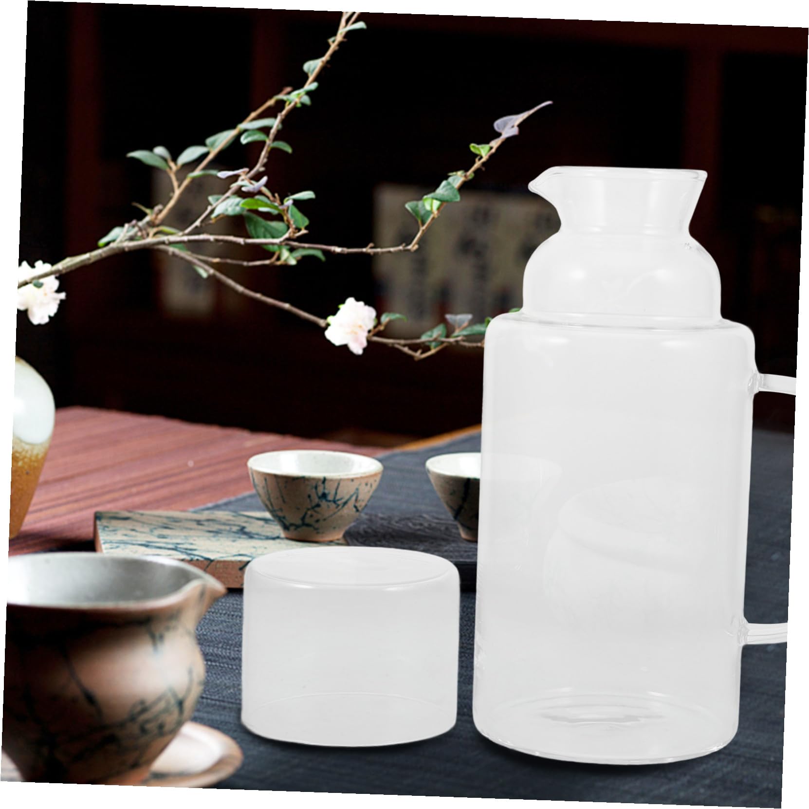 GALPADA Jarra de Vidrio Resistente Altas Temperaturas Contenedor de Agua para Bebidas Frías y Calientes con Antigoteo para Cocina Bar y Eventos Portátil y Fácil de Limpiar