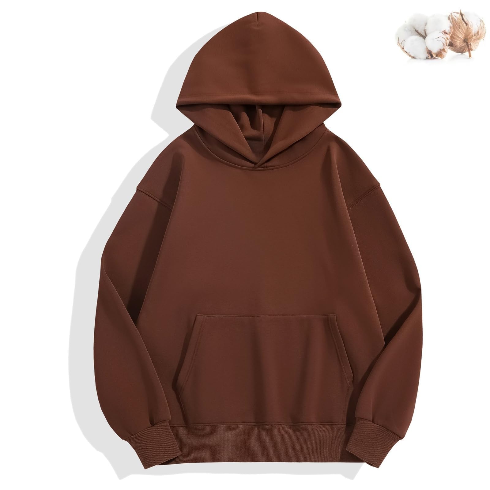 Męska bluza z kapturem (Sweter Sweter), męska bluza z kapturem, ciężka bawełniana bluza w stylu vintage - męska odzież uliczna 2026 (Mocha, XL)