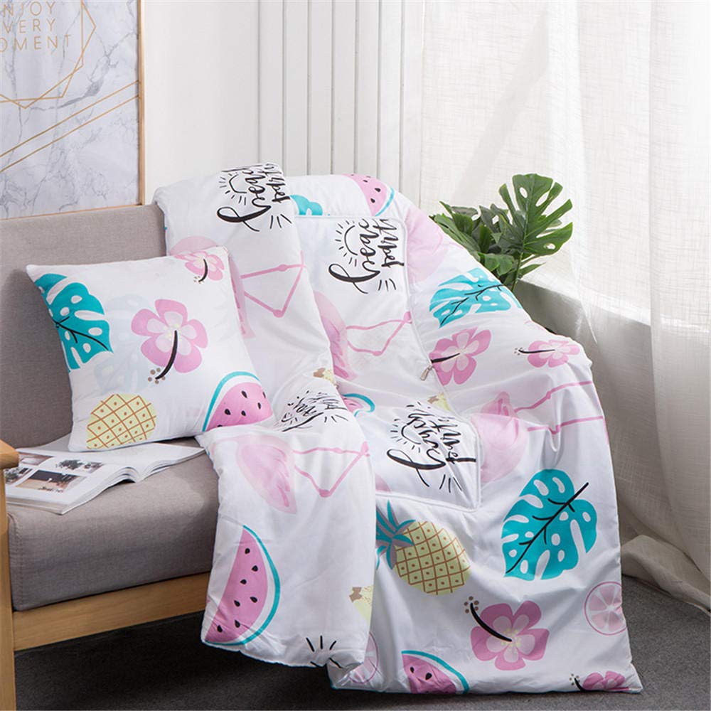 Kissendecke 2 in 1​ Reisedecke Kissen Quilt Multifunktionale Kissen Decke Nackenstützkissen Soft & Warm Nap Mat Kissen für Schlafsofa Bürostuhl （Bunter Obstkuchen）