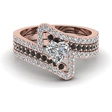 Choose Your Color Crossover Diamond CZ Trio Wedding Set Rose Gold Plated Heart Shape Trio Wedding Ring Sets Ornaments Surprise for Wife Symbol of Love Clarity Comfortable Size H to Z
