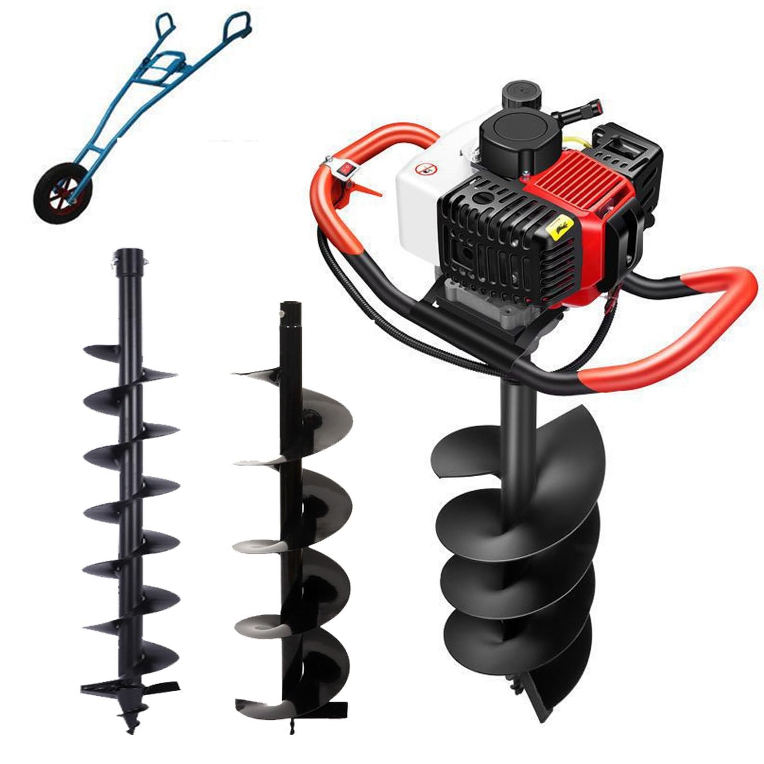 Mototrivella Benzina,Trivella Scoppio Professionale,199cc 4 Tempi, 3 Punte,per Aria,Giardinaggio/Recinzioni/Piantagione/Orti,Facile Trasportare & Usare,Giardinieri Professionisti 4/6/8cm