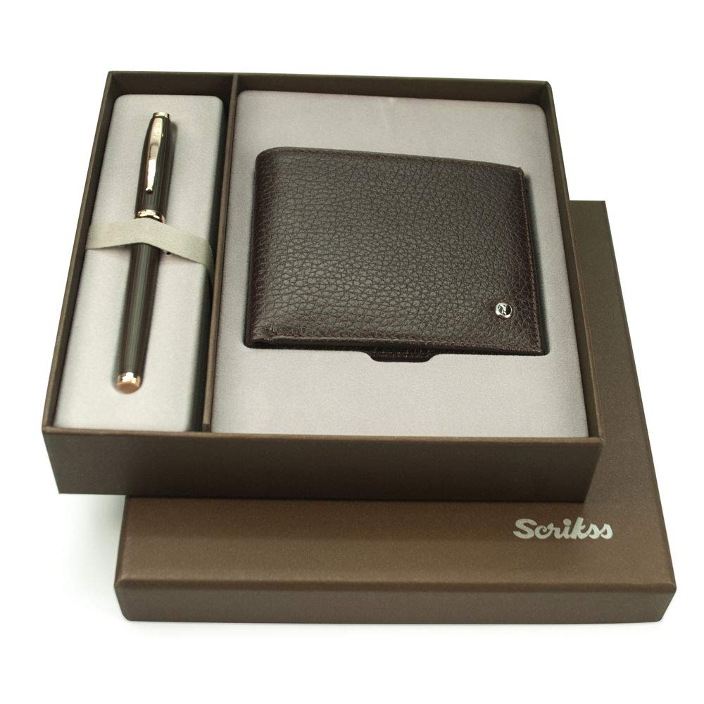Scrikss DR 244 39 Roller Rose Gold & Klasik Cüzdan Kahve