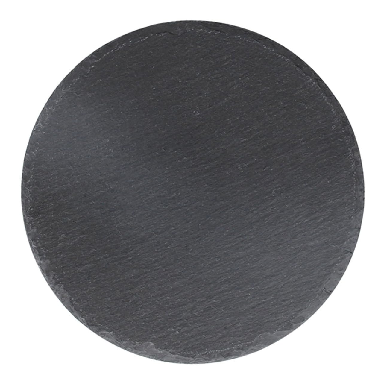 SECFOU Plato Redondo de Pizarra Natural Negro para Servir Comida | Multiuso para Desayuno y Postres, Estilo Rústico Chic, Adecuado para Hotel y Restaurante Occidental