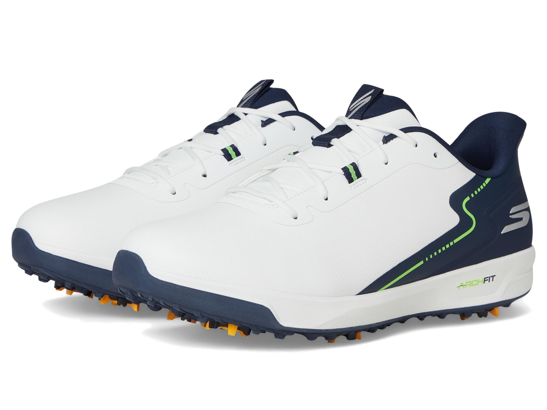 Skechers Golf Men's Vortex Rival Arch Fit Golf Shoe Sneaker, White/Navy, 7.5 Wide