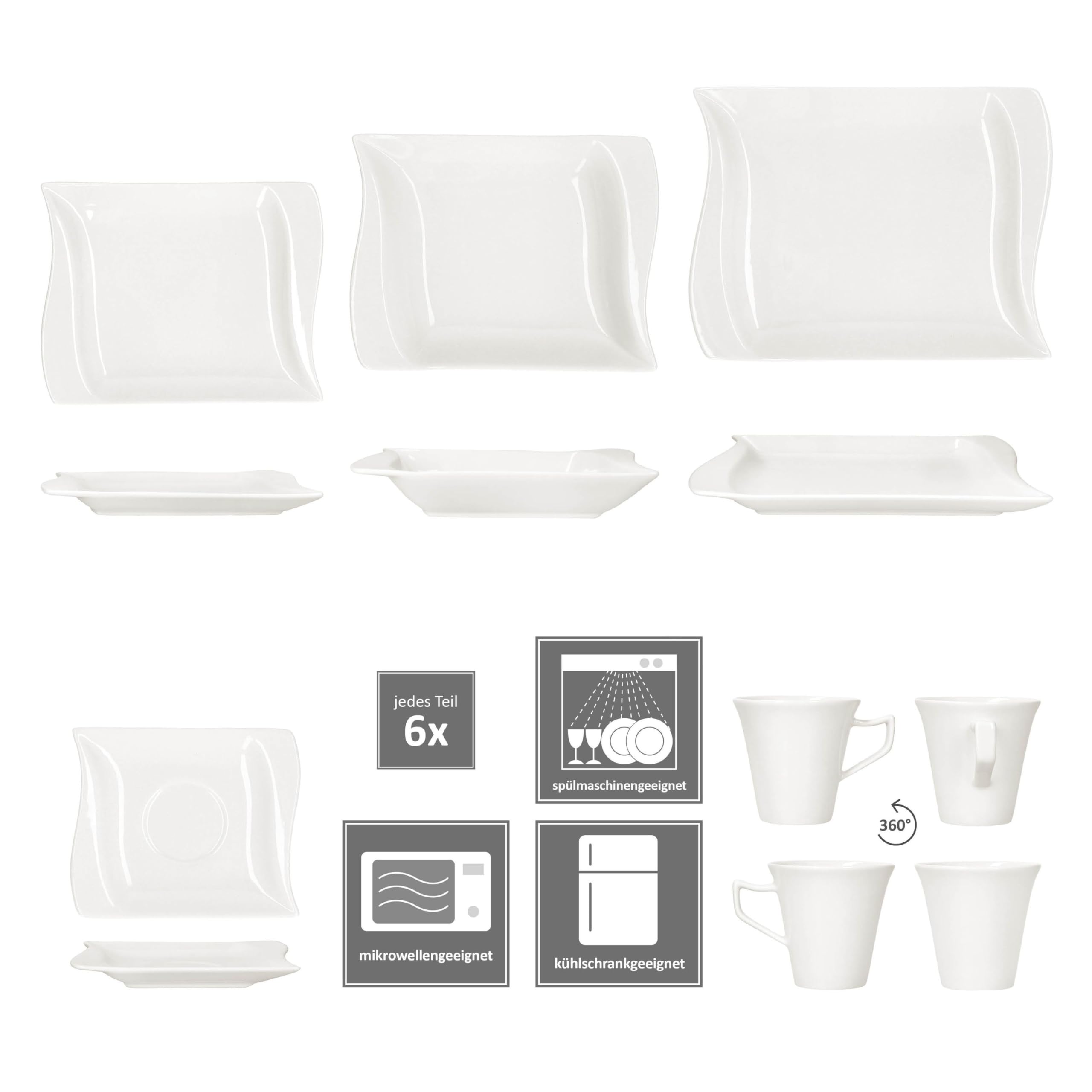 MamboCat Ivory Servierplatten 2er Set – Porzellan, 36 X 28,5 Cm, Elfenbeinweiß, Geschwungener Rand, Spülmaschinengeeignet