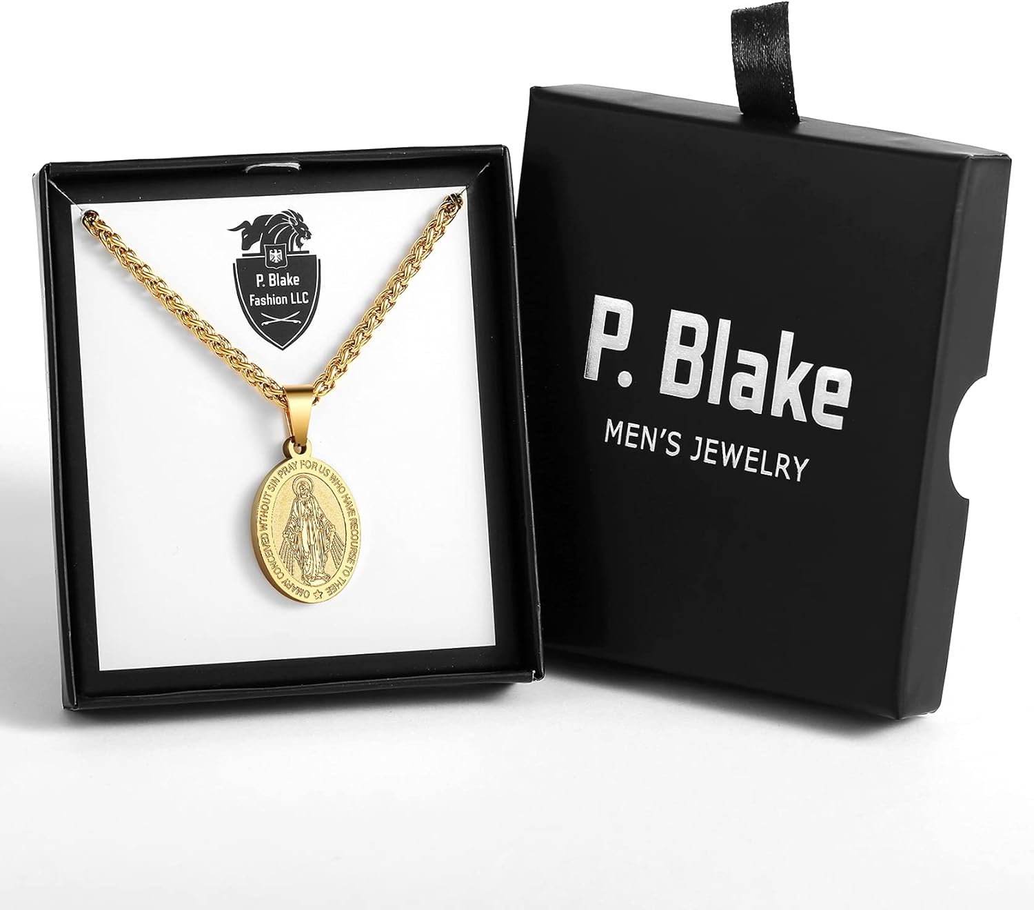 P. BLAKE Oval Saint Christopher/Michael/Joseph/Jude/Virgin Mary/Joseph/Francis/Patrick/Anthony/Benedict/Thomas Necklace for Men Women, Stainless Steel Catholic Patron Pendant with Chain 24 Inches - Image 7