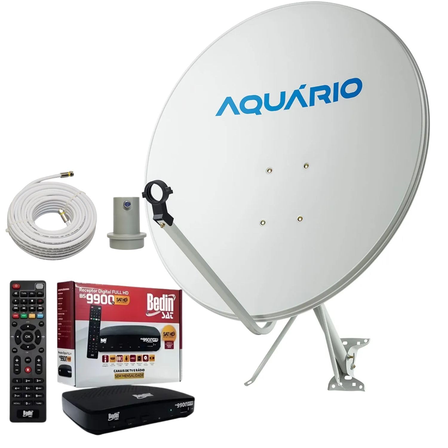 Kit Receptor Digital Antena Parabólica 60cm + LNBF + Cabo 15m | Banda Ku