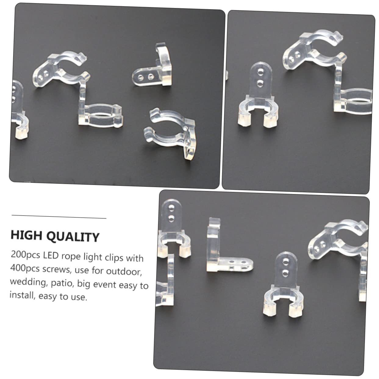 MOLUCKFU Led Rope Light Holder 200pcs Fixing Brackets with 400 Screws Sturdy Plastic Clips for Decorative Lighting