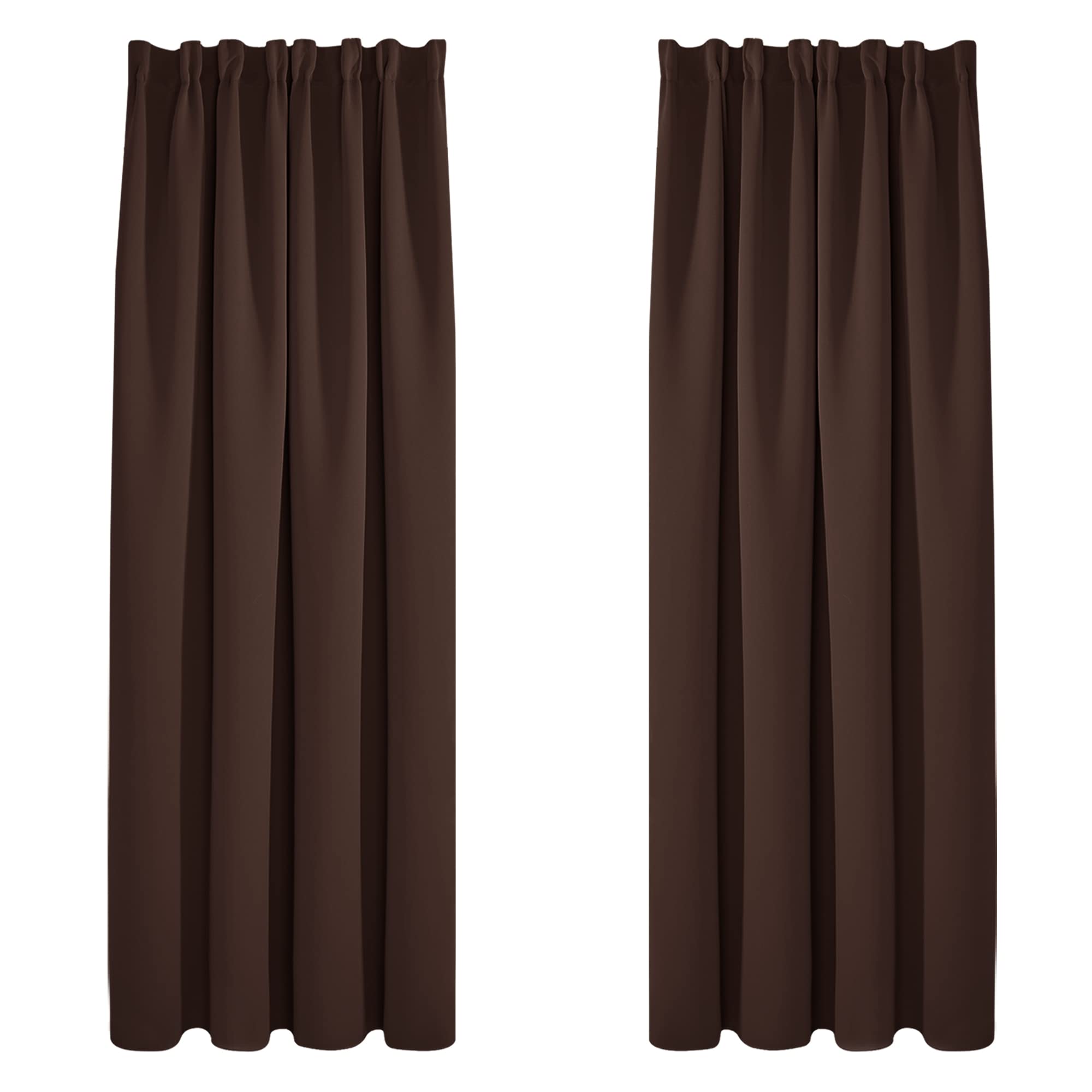 Deconovo Blickdichte Gardinen Verdunkelungsvorhänge mit Kräuselband Schlafzimmer, 175x140cm(HöhexBreite), Dunkelbraun, 2er Set