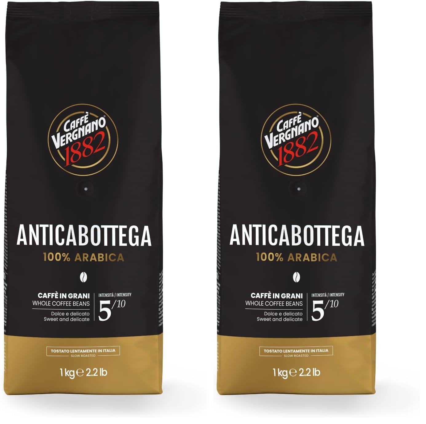 Caffè Vergnano 1882 Kaffeebohnen Anticabottega - 1 Packung enthält 1 Kg (Packung mit 2)