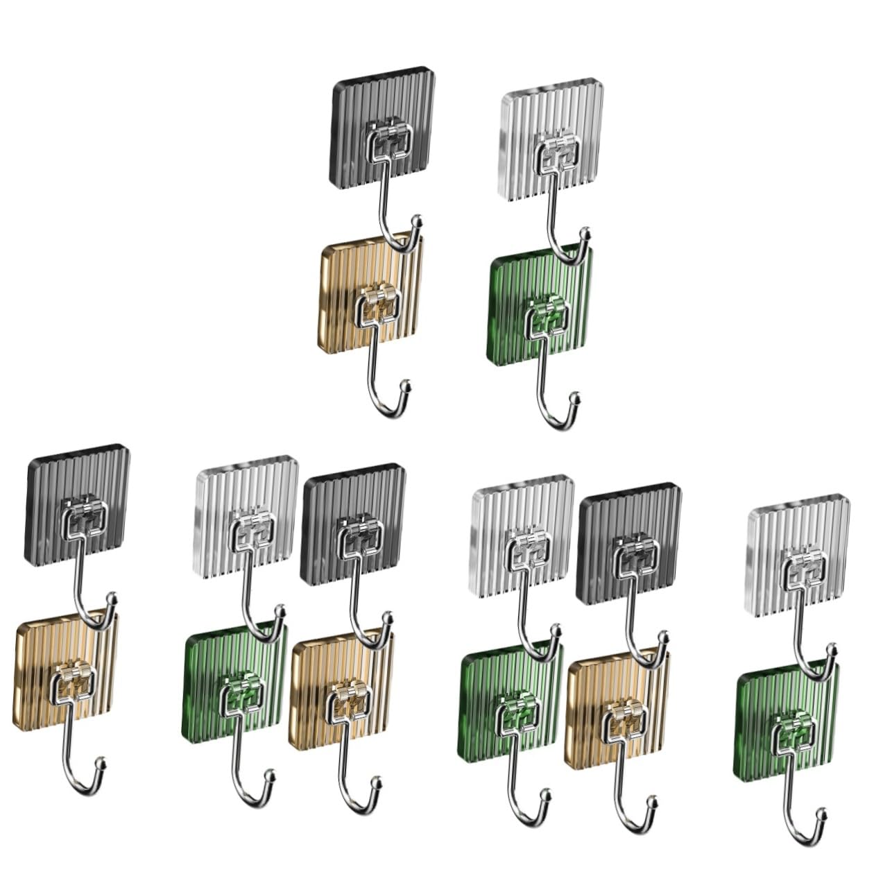 16piezas Gancho Adhesivo Inoxidable Para Pared Ganchos De Montaje Sin Taladro Para Baño Cocina y Decoración Del