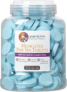 Ginger Lily Farms Dog & Pet Formula Medicated Paw Spa Tablets, 100% Pet Safe & Cruelty-Free, 165-Count