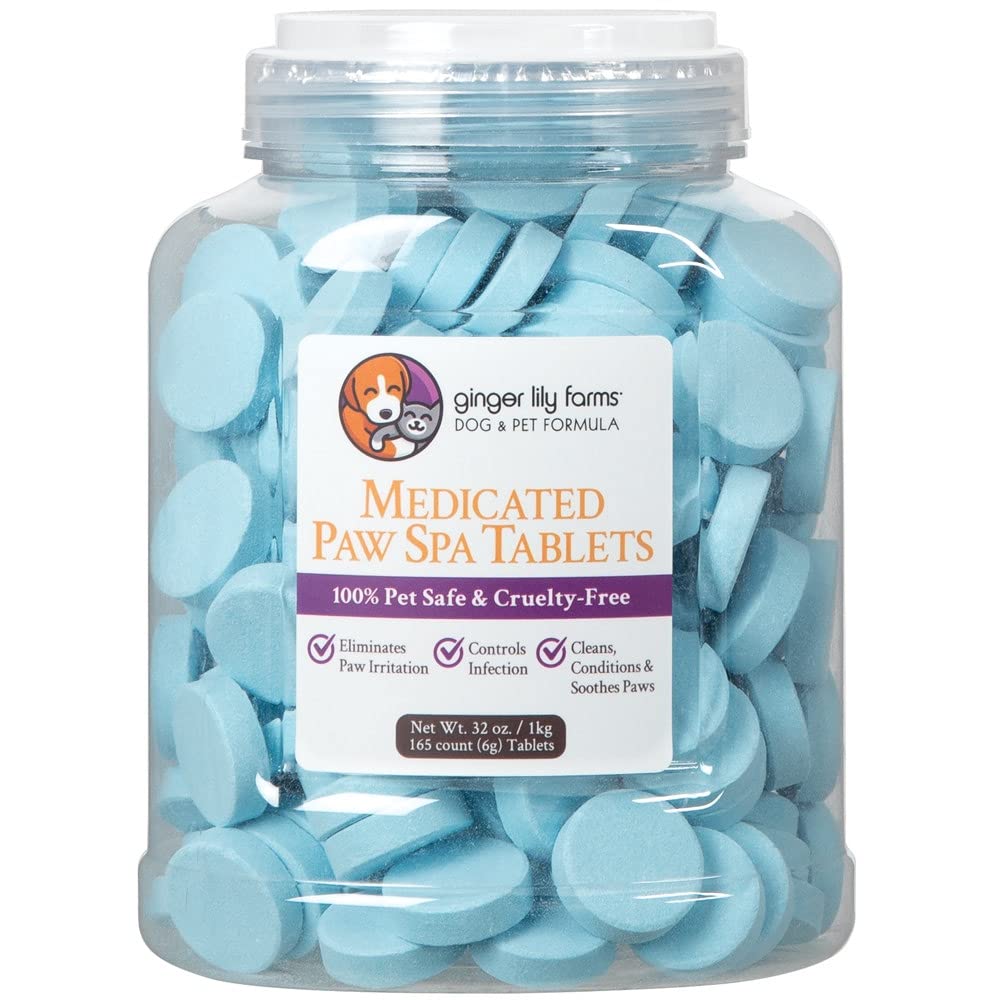 Ginger Lily FarmsDog & Pet Formula Medicated Paw Spa Tablets, 100% Pet Safe & Cruelty-Free, 165-Count