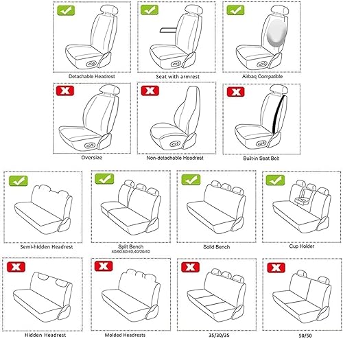 Miniatura 5 de Fundas de asiento de coche para Cadillac ATS CT6 XTS SRX XT5 CTS STS SLS DeVille Escallade Juego completo de fundas de asiento delantero trasero de