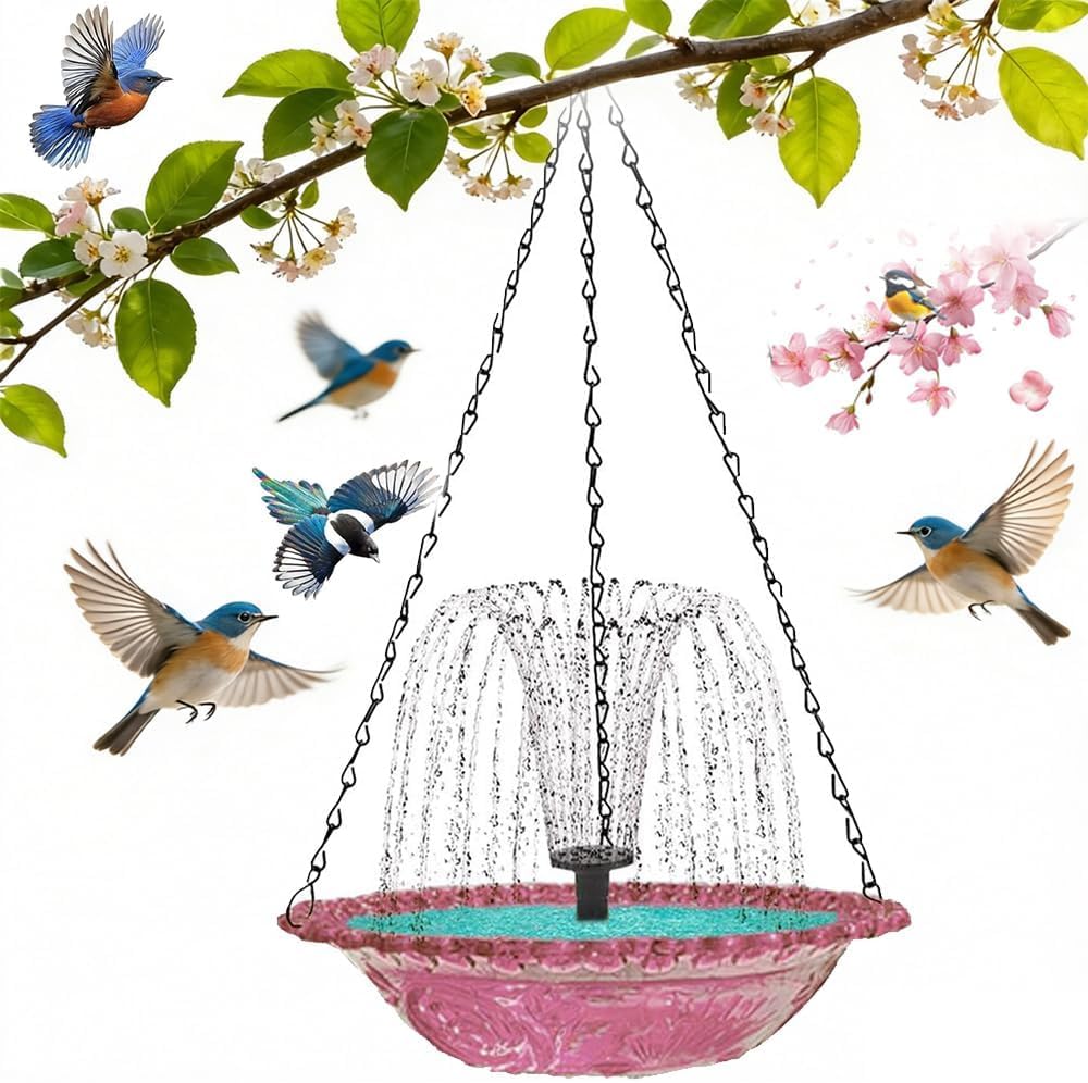 Fontaine solaire en cascade à suspendre pour créer un paradis d'oiseaux au balcon