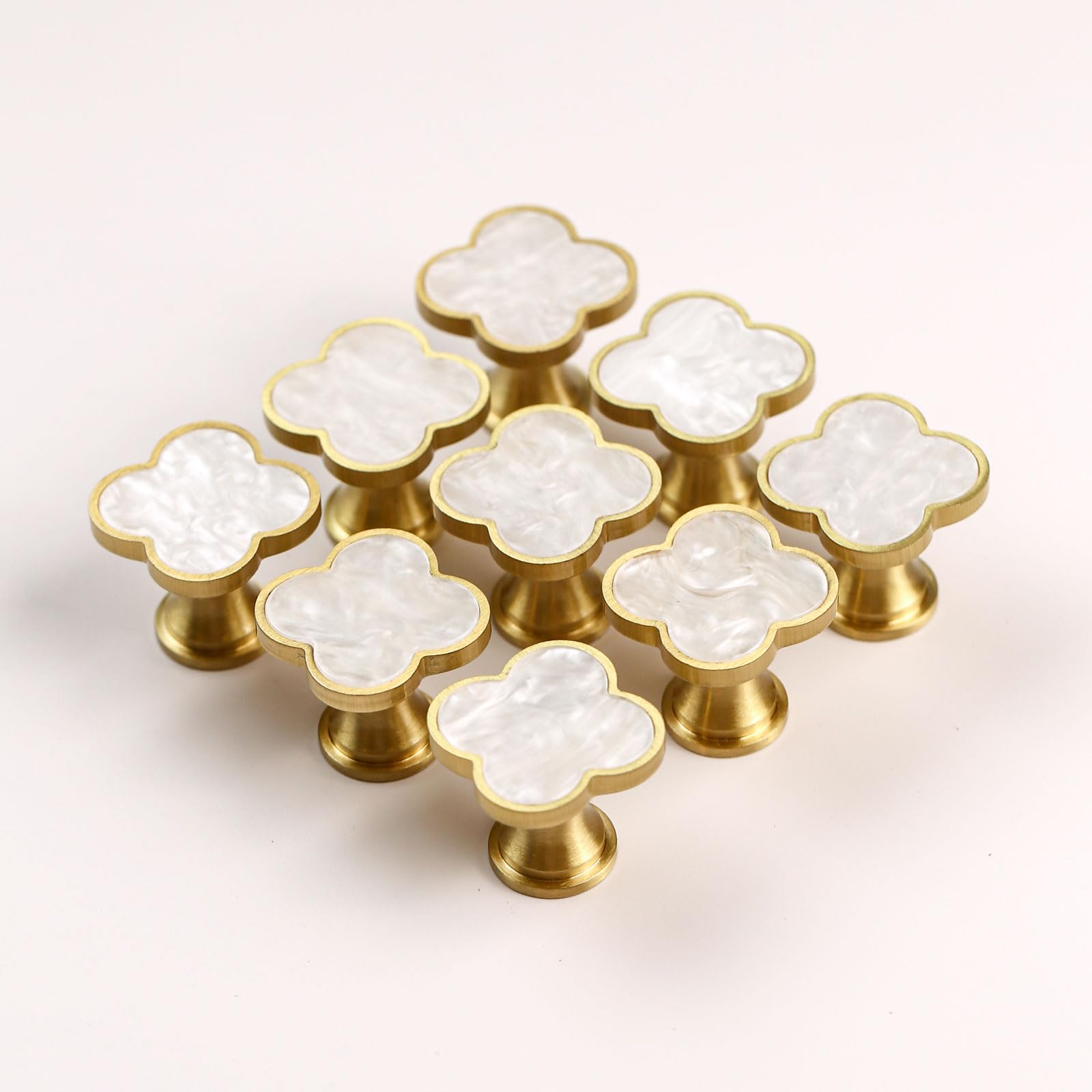 EVERGD 6/9pcs 28mm Four-Leaf Brass Gold Clover Knobs Cabinet Door Knobs Drawer Pulls with Screws - Image 2