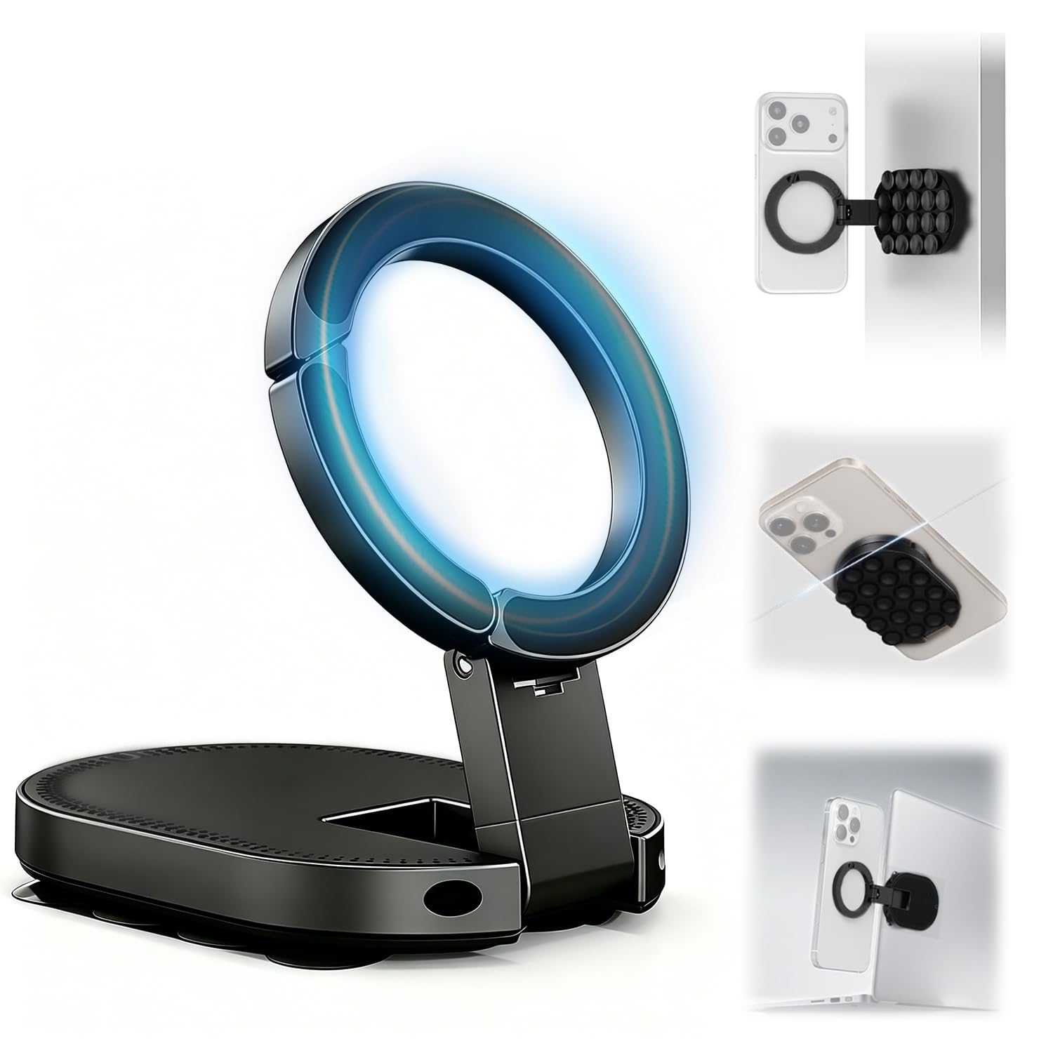 ZORBES® Foldable Magnetic Phone Holder with Suction Cup Phone Mount & Adjustable Arm, Hands-Free Stand for Travel, Car, Desk & Laptop, 360° Flexible Mini Phone Holder-image-5