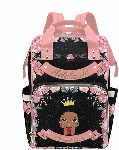 Miniatura 3 de M YESCUSTOM Bolsa de pañales personalizada para bebé con sirena africana, unicornio americano, princesa, bolsas de lactancia para mamá, Bolso-49,