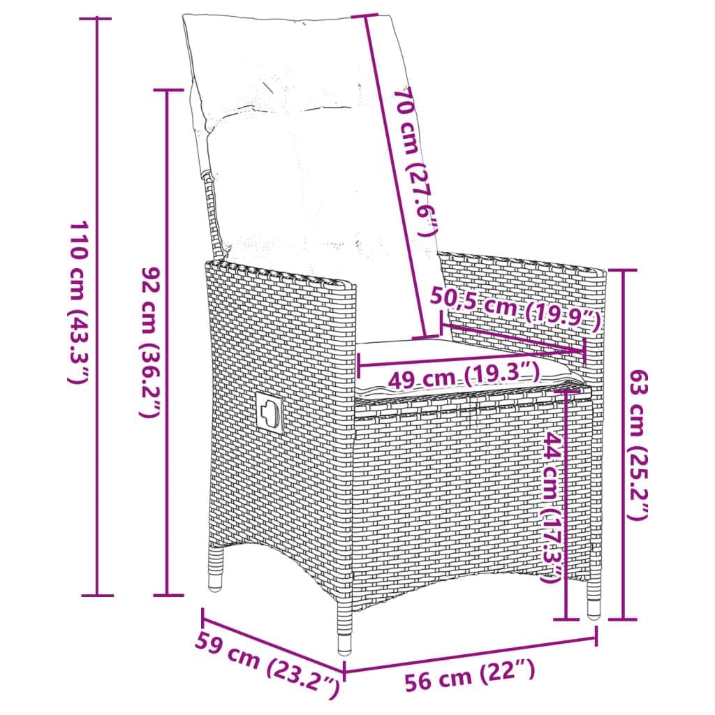 vidaXL Garten Essgruppe 9-TLG., Gartenmöbel Set mit Kissen, Gartengarnitur Tisch 8 Stühle, Sitzgruppe für Terrasse Garten, Grau Poly Rattan