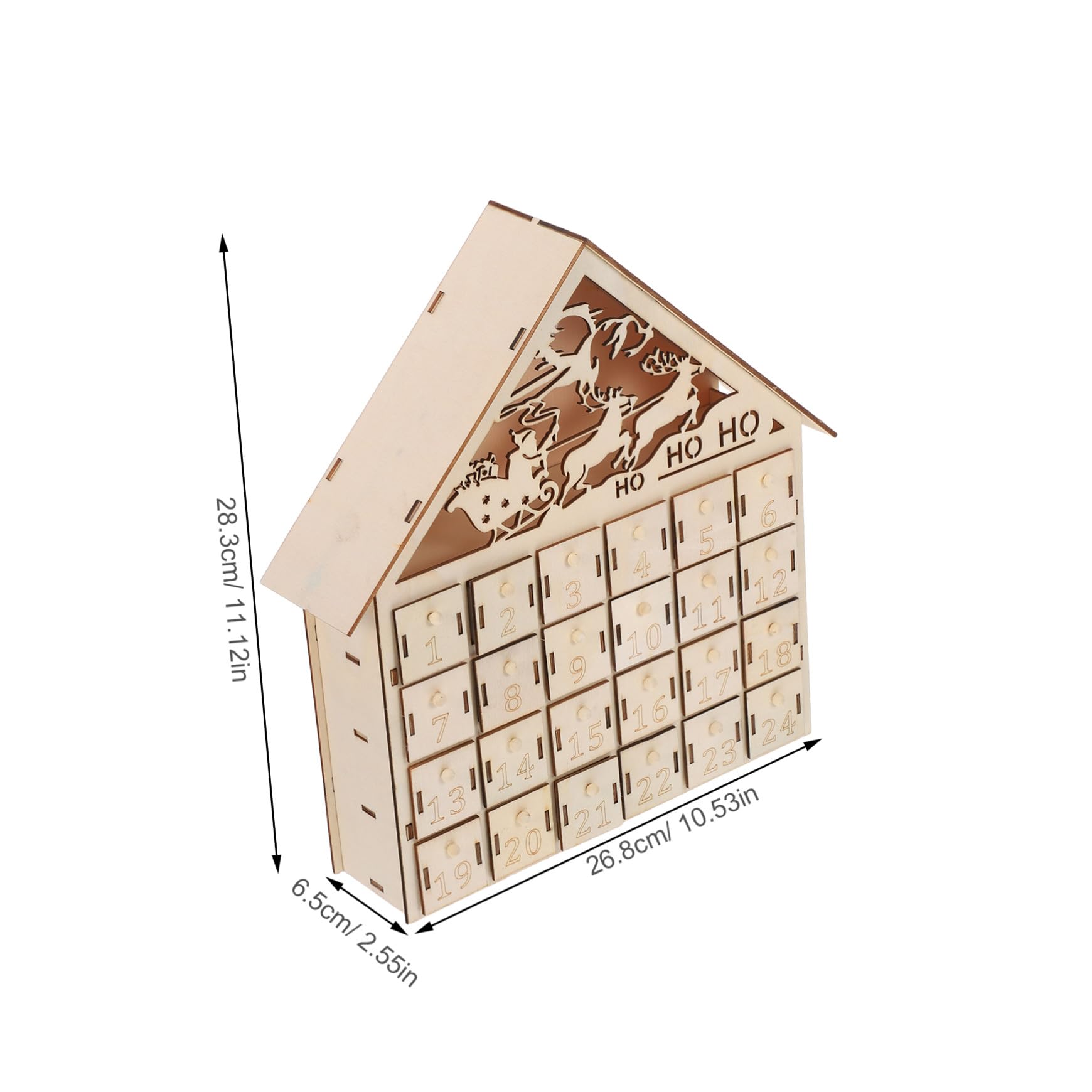 Amosfun 24cajón Calendario De Adviento De Madera Para Navidad Calendario De Días Iluminación Led Cajas De Regalos Navideños Reutilizables Para Repisa o Mesa
