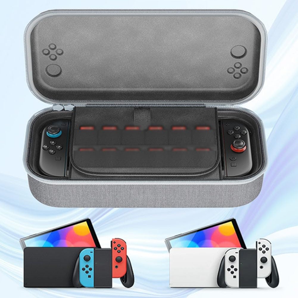 Custodia in EVA per Nintendo Switch 2, contiene 12 cartucce di gioco, 30 x 15 x 8 cm, per borsa da viaggio compatta e leggera, nera o grigia