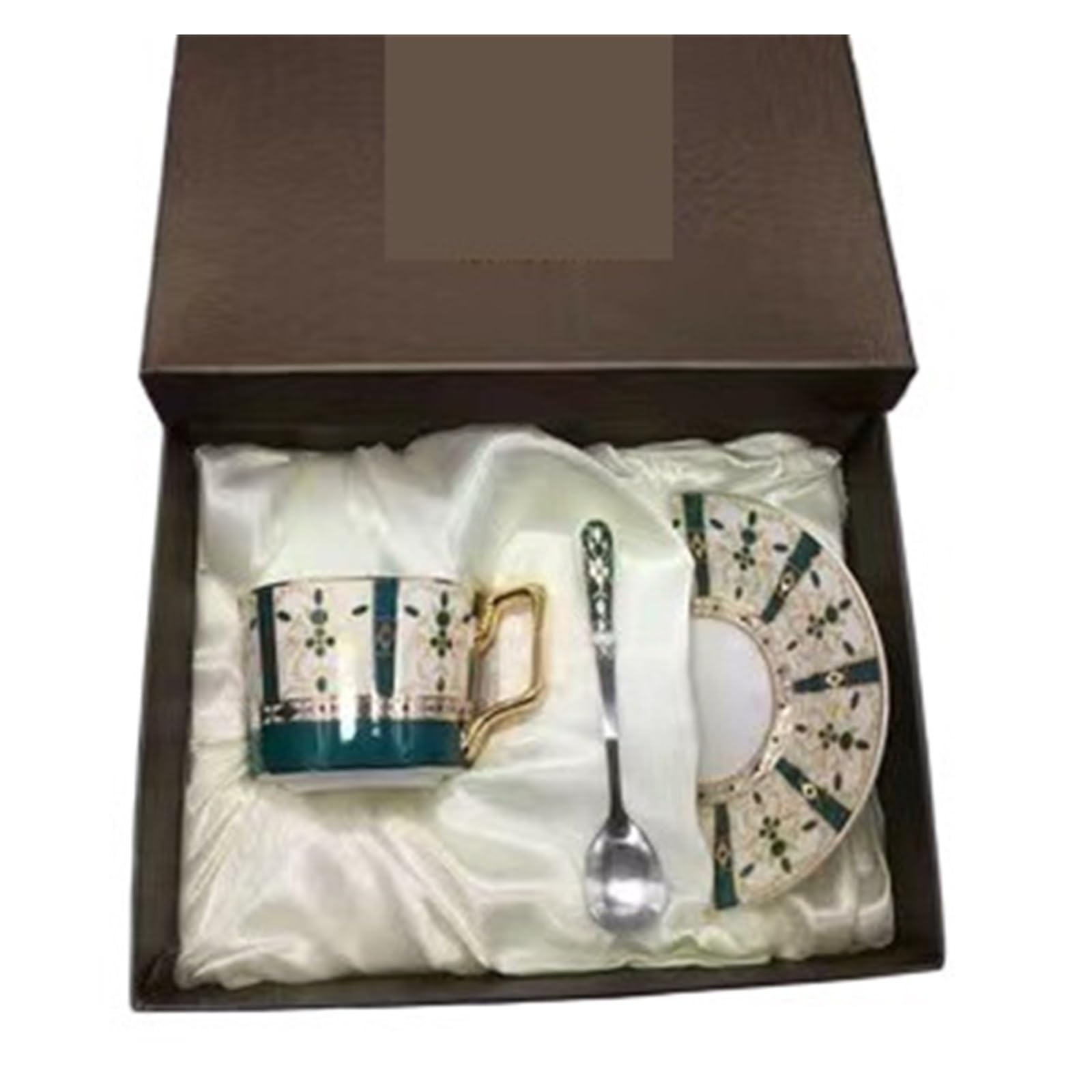 hixswnu Ceramiczny zestaw filiżanek do kawy i herbaty z podstawką, kwiatowy zestaw do popołudniowej herbaty z tacą i łyżką, elegancki kubek do espresso do użytku domowego i biurowego