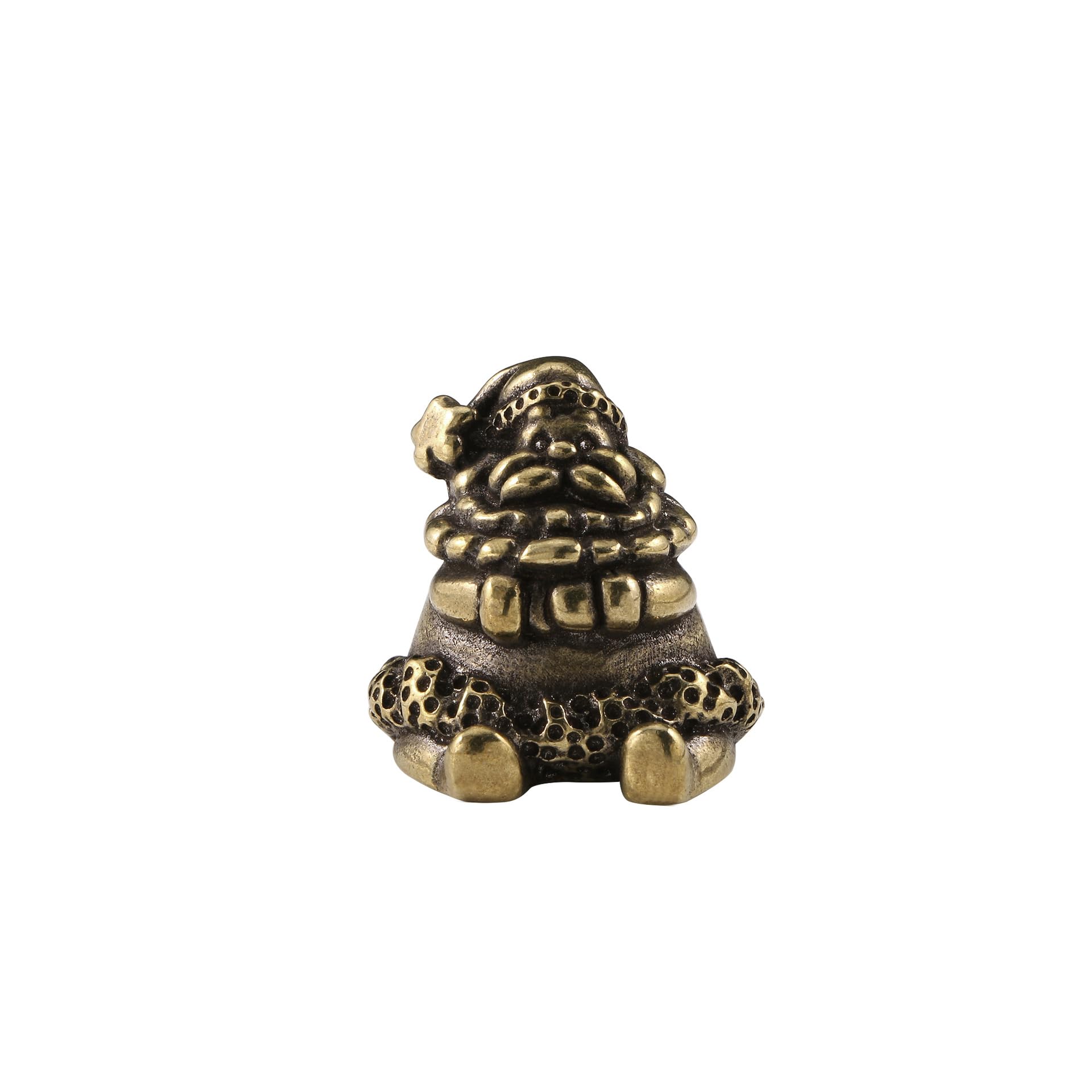 DTREEL Brass Sitting Santa Claus Miniature Figurines,Bronze Interesting Dwarf Statue Sculpture Crafts Collection Desktop Ornament Home Sand Table Car Decor Accessories Study Paperweight