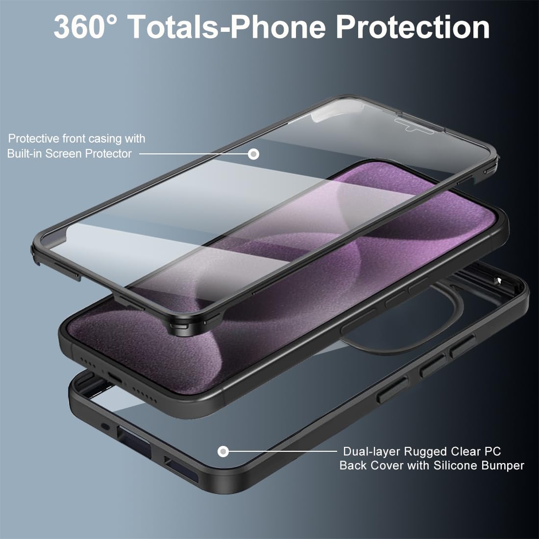 ZYIMOU Cover Per Samsung Galaxy S24, Custodia 360 Gradi Protezione Trasparente Ultra Sottile In