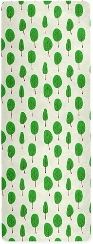Cartoon Tree Yoga Mat with Bag Included, Non Slip Fitness Workout Mat, Foldable Suede Rubber Yoga Mat for Yoga Pilates and Fitness, 70.8" L x 26" W