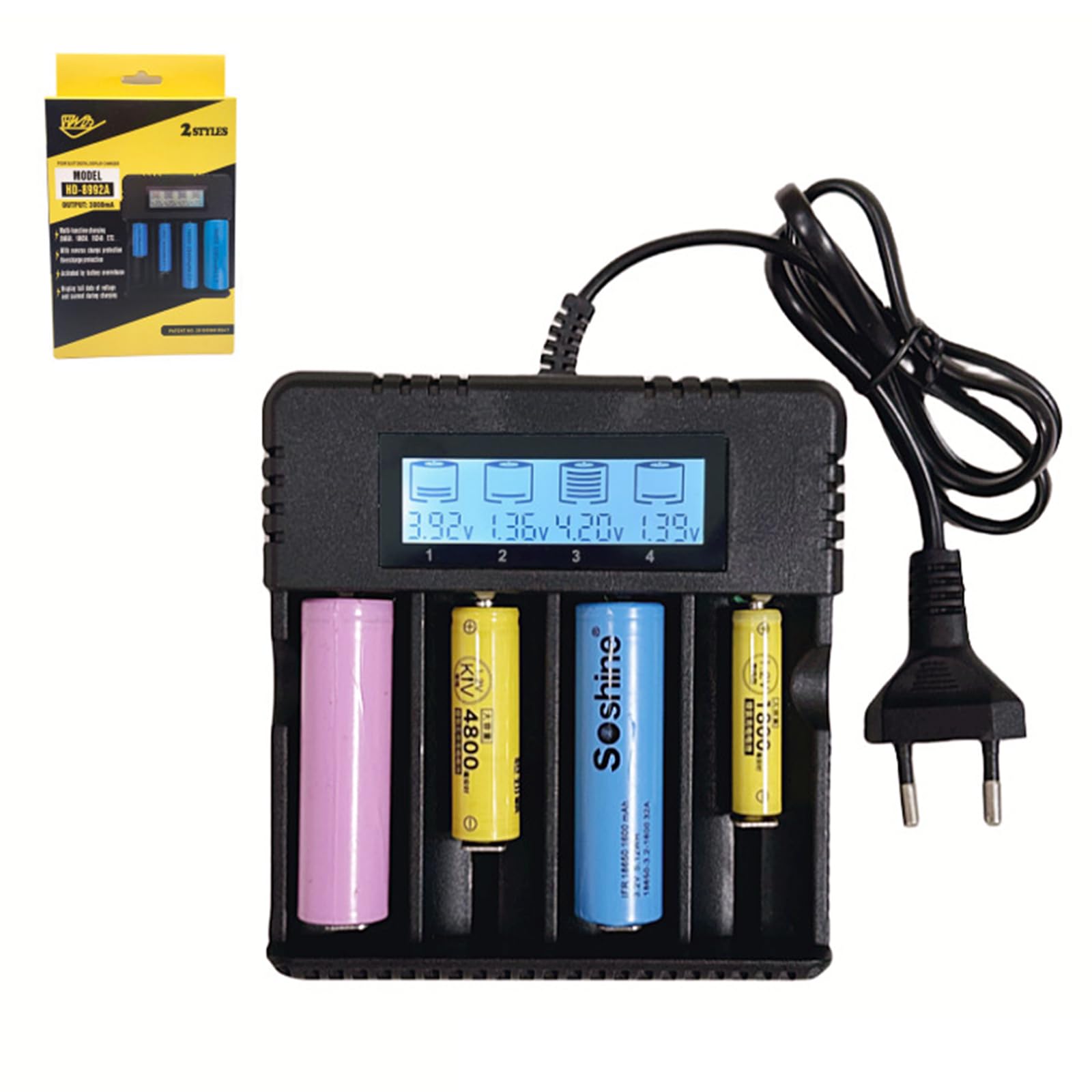 Caricabatterie LCD Display Li Ion Caricabatterie Intelligente Batteria Multifunzionale Caricatore Quattro Slot Compatibile Una Varietà di 3.7V 26650/18650/14500/16340 Batterie Li-ion Caricabatterie LCD Display Li Ion Caricabatterie Intelligente Batteria Multifunzionale Caricatore Quattro Slot Compatibile Una Varietà di 3.7V 26650/18650/14500/16340 Batterie Li-ion