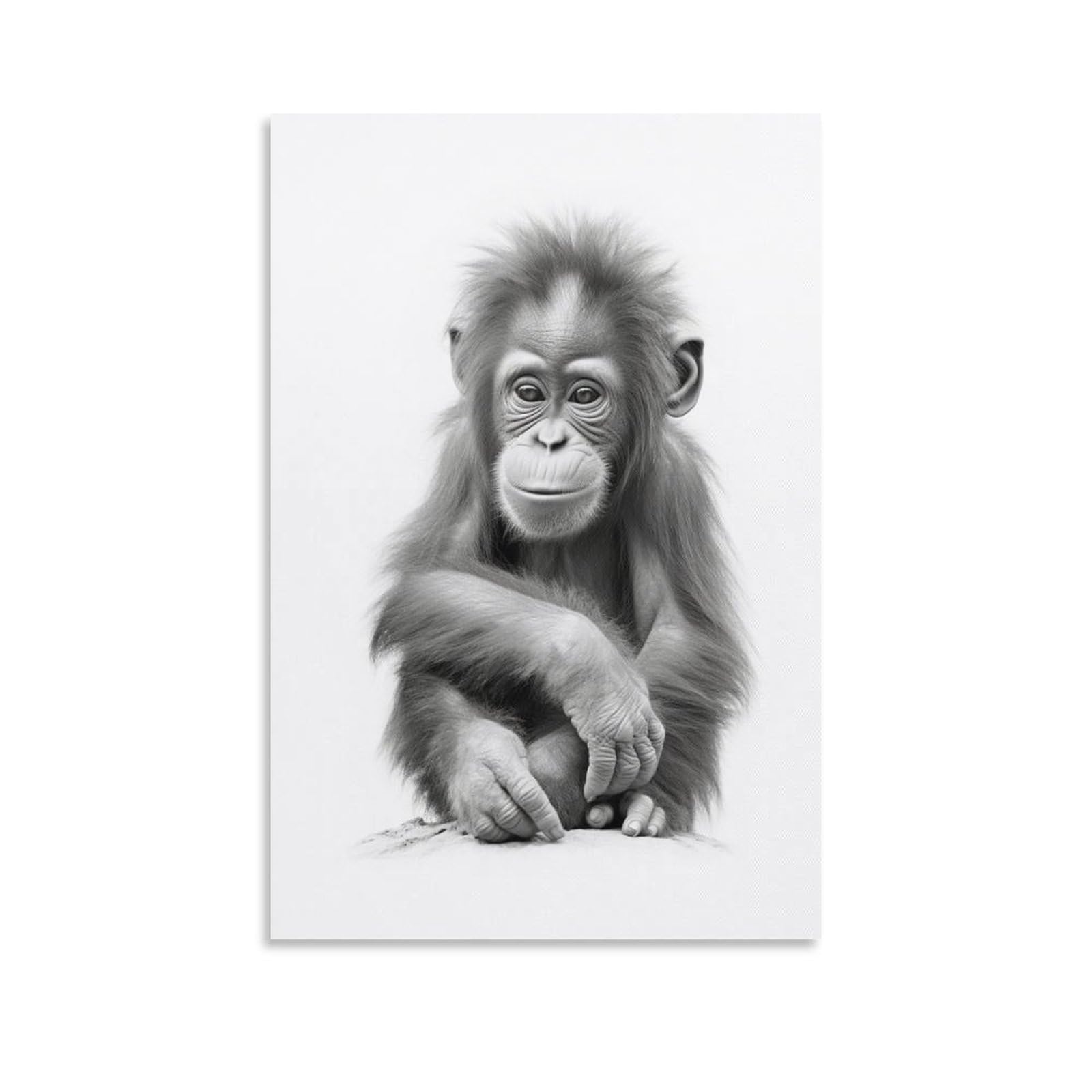 AYAROS Lonely Little Orangutan Wall Art Canvas Poster Vintage Primate Animal Modern Wall Decor Poster Dormitory Decor Painting Art Unframed 08x12 inch