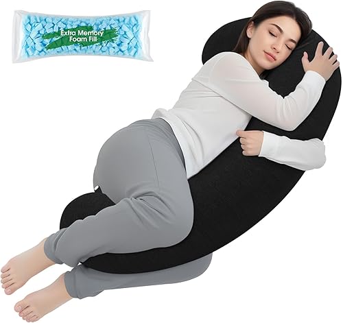 Miniatura 10 de Almohada corporal, almohada larga, almohada corporal de espuma viscoelástica, almohada lateral en forma de C, almohada lumbar larga, 35 x 10